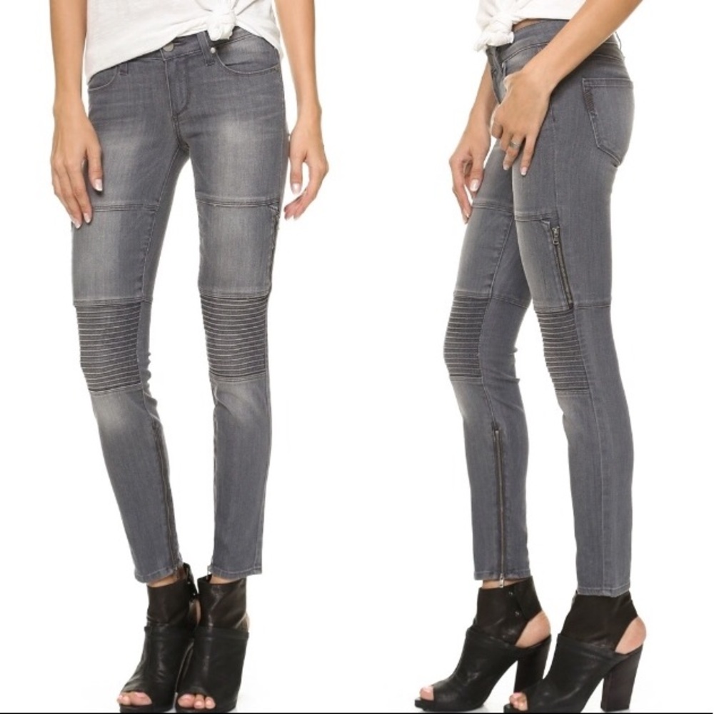 Paige denim hart skinny moto pant 28 gray zipper